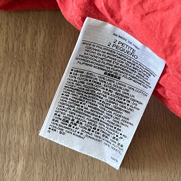 Banana Republic| Vibrant Red 100% Linen Sleeveless Shirt Dress, Lagenlook Style• - Picture 9 of 12